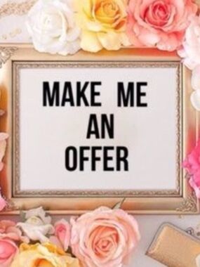 Floral Framed 'Make Me An Offer' Sign - Pink Peach Yellow Roses